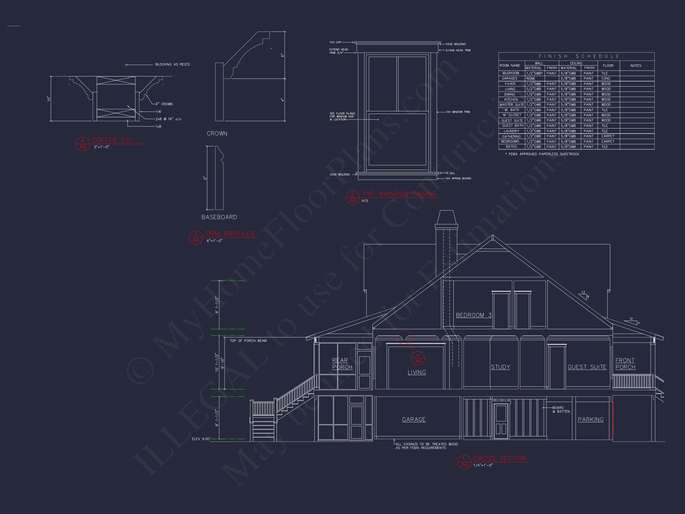 Custom house Blueprint with 5 Beds,Open Floor Plan — CAD Designs
