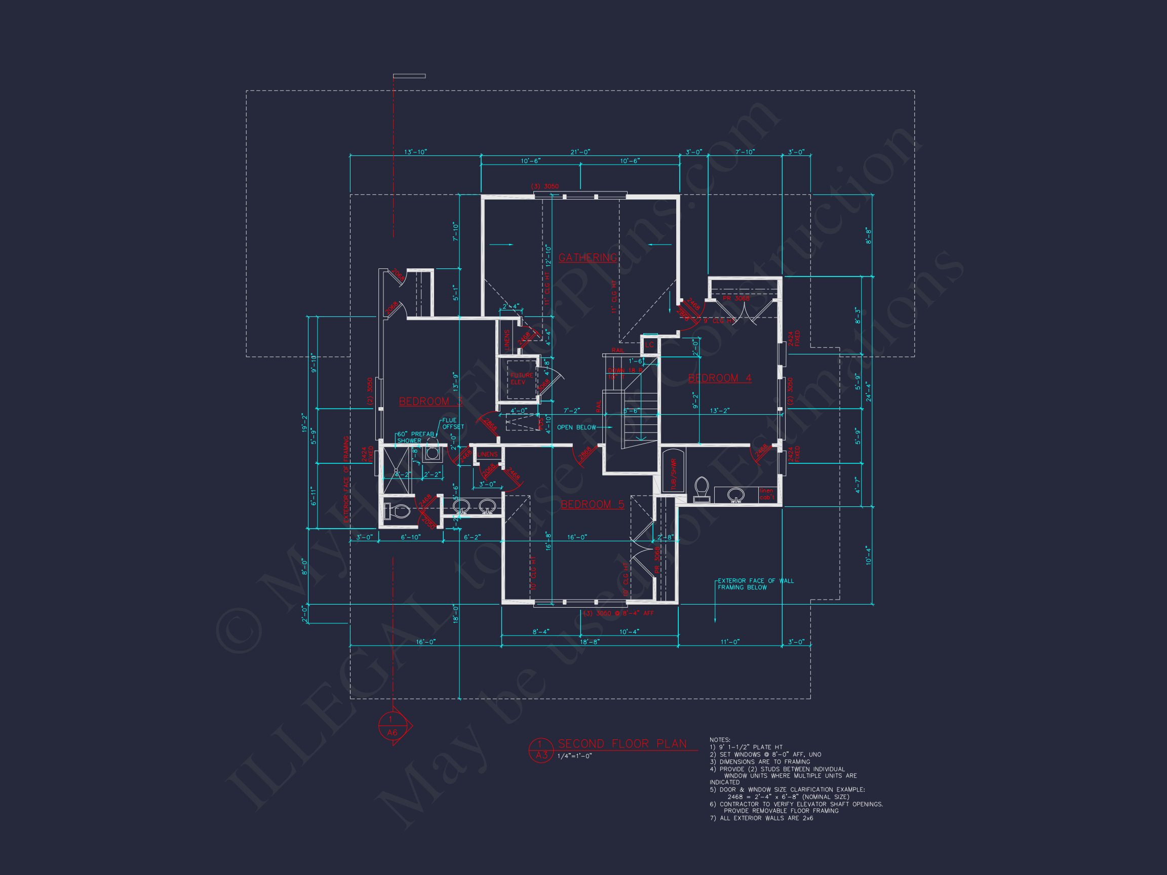 Custom house Blueprint with 5 Beds,Open Floor Plan — CAD Designs