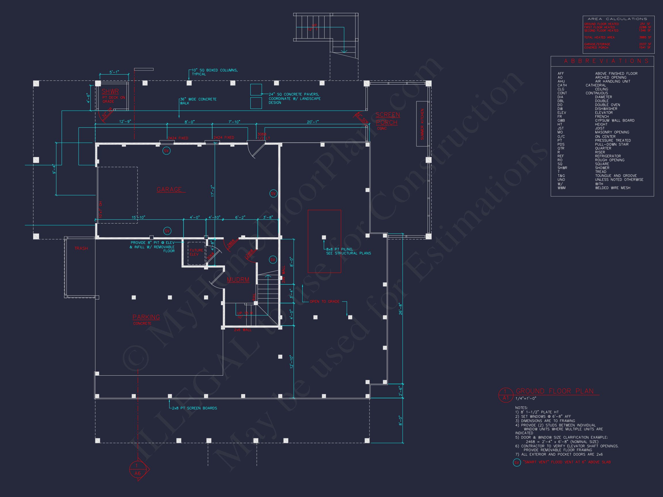 Custom house Blueprint with 5 Beds,Open Floor Plan — CAD Designs