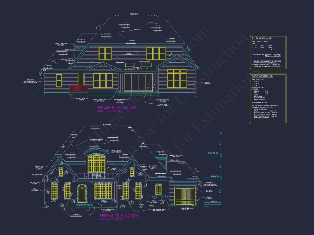 Custom house Design Blueprint: 2.5 Story Floor Plan & CAD Designs