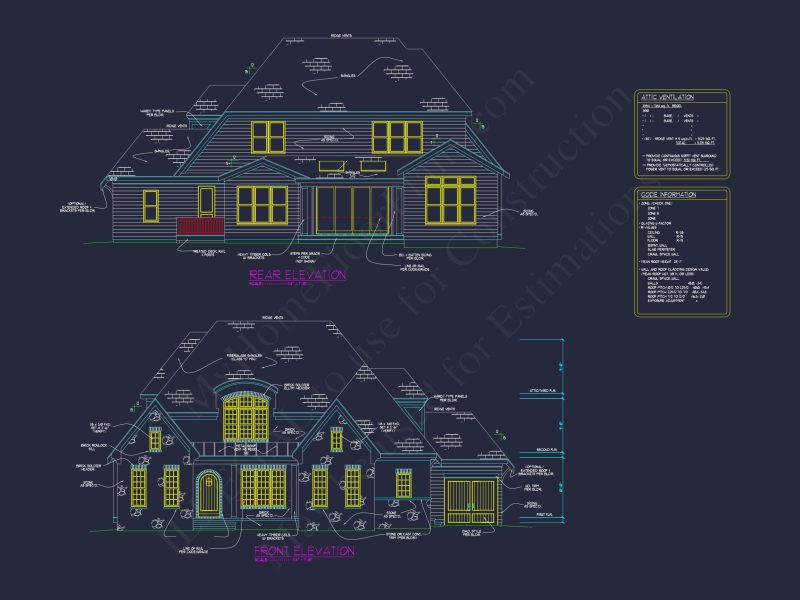 Custom house Design Blueprint: 2.5 Story Floor Plan & CAD Designs