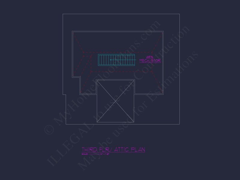 Custom house Design Blueprint: 2.5 Story Floor Plan & CAD Designs