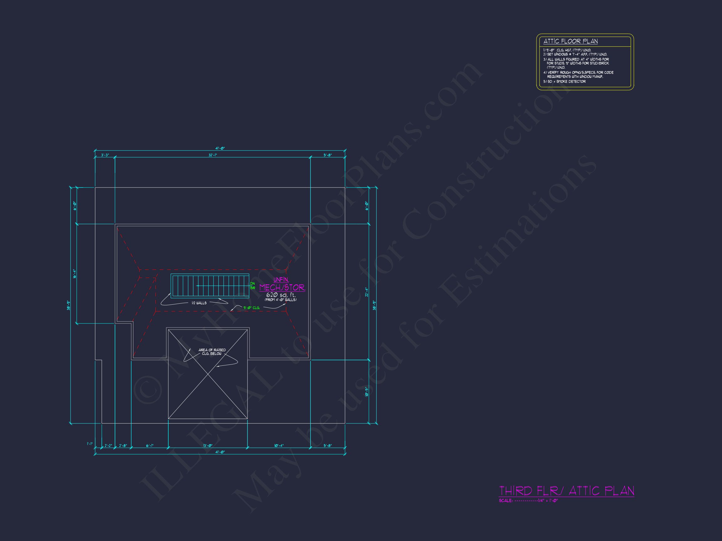 Custom house Design Blueprint: 2.5 Story Floor Plan & CAD Designs