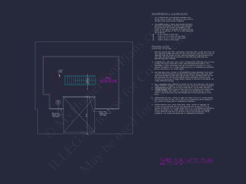 Custom house Design Blueprint: 2.5 Story Floor Plan & CAD Designs