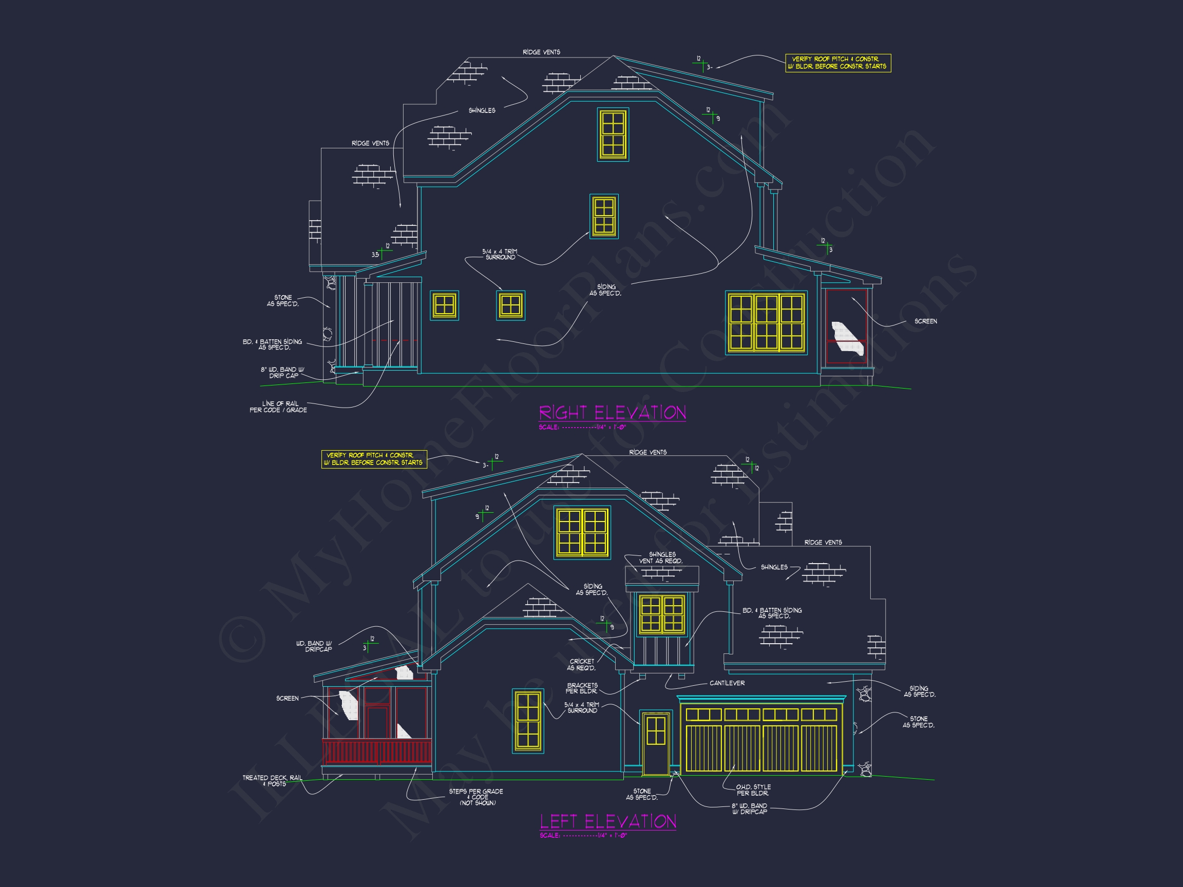 Custom Home Floor Plan Blueprint with 3 Floors and 5 Bedrooms