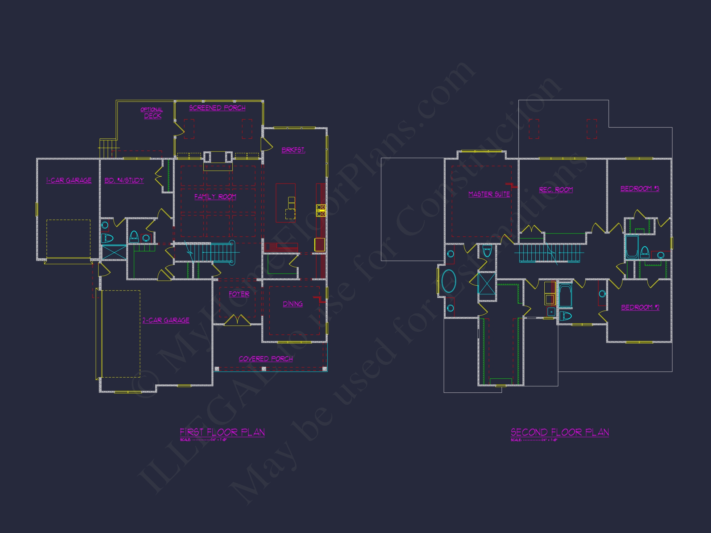 Custom Home Floor Plan Blueprint with 3 Floors and 5 Bedrooms