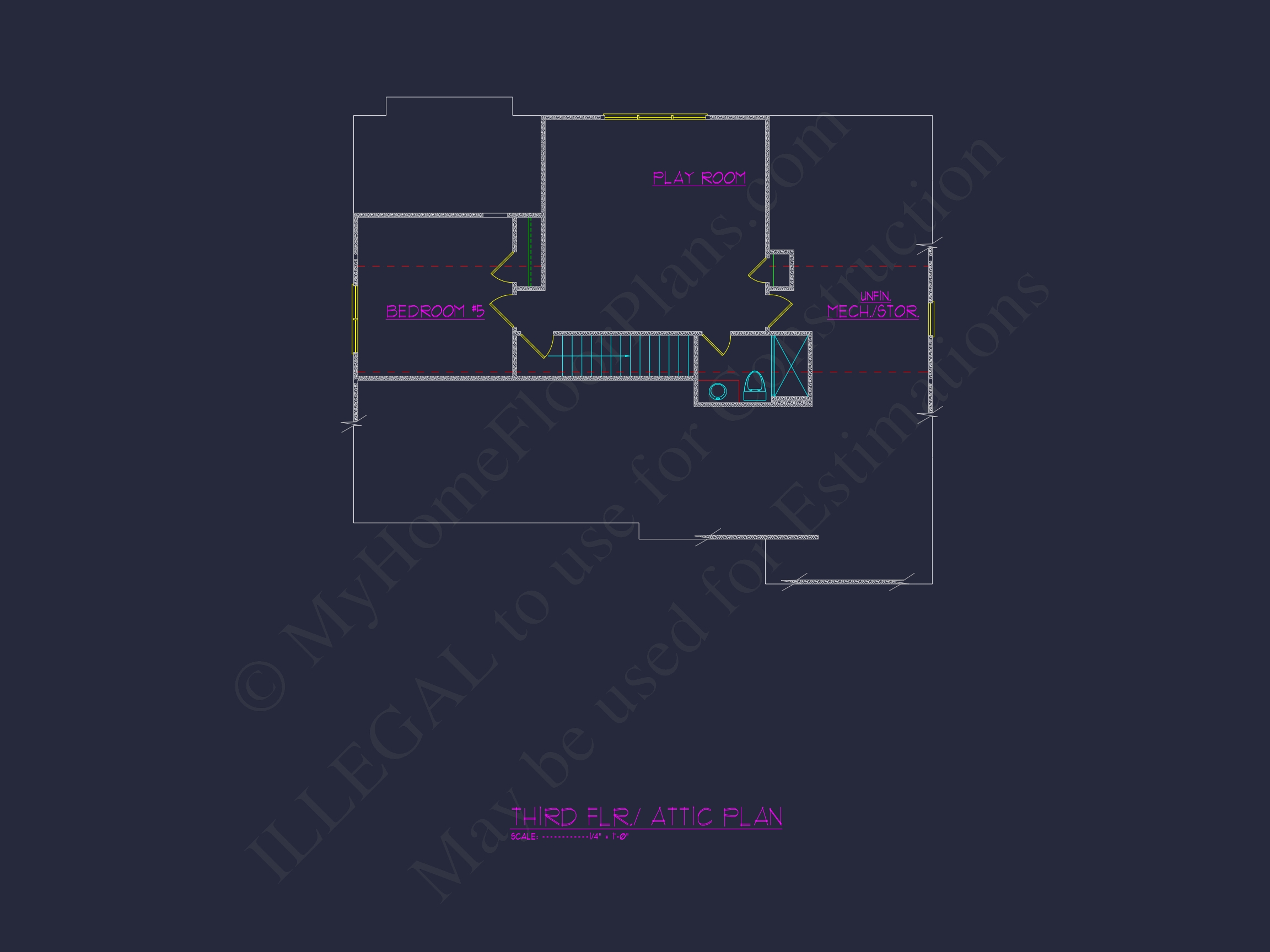 Custom Home Floor Plan Blueprint with 3 Floors and 5 Bedrooms