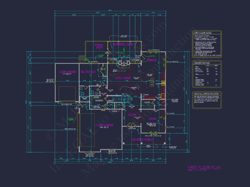 Custom house Floor Plan Blueprint with 3 Floors and 5 Bedrooms