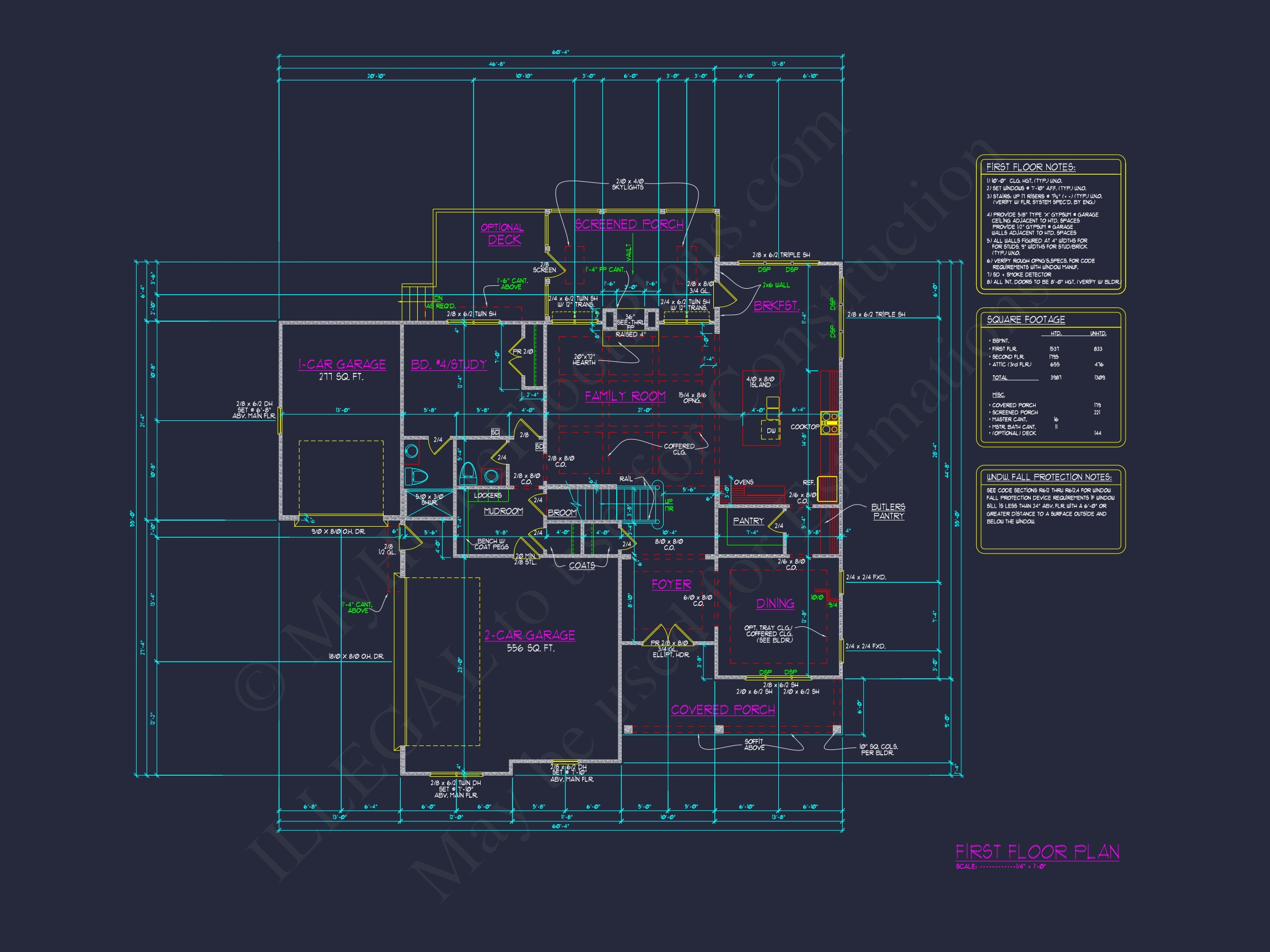 Custom Home Floor Plan Blueprint with 3 Floors and 5 Bedrooms