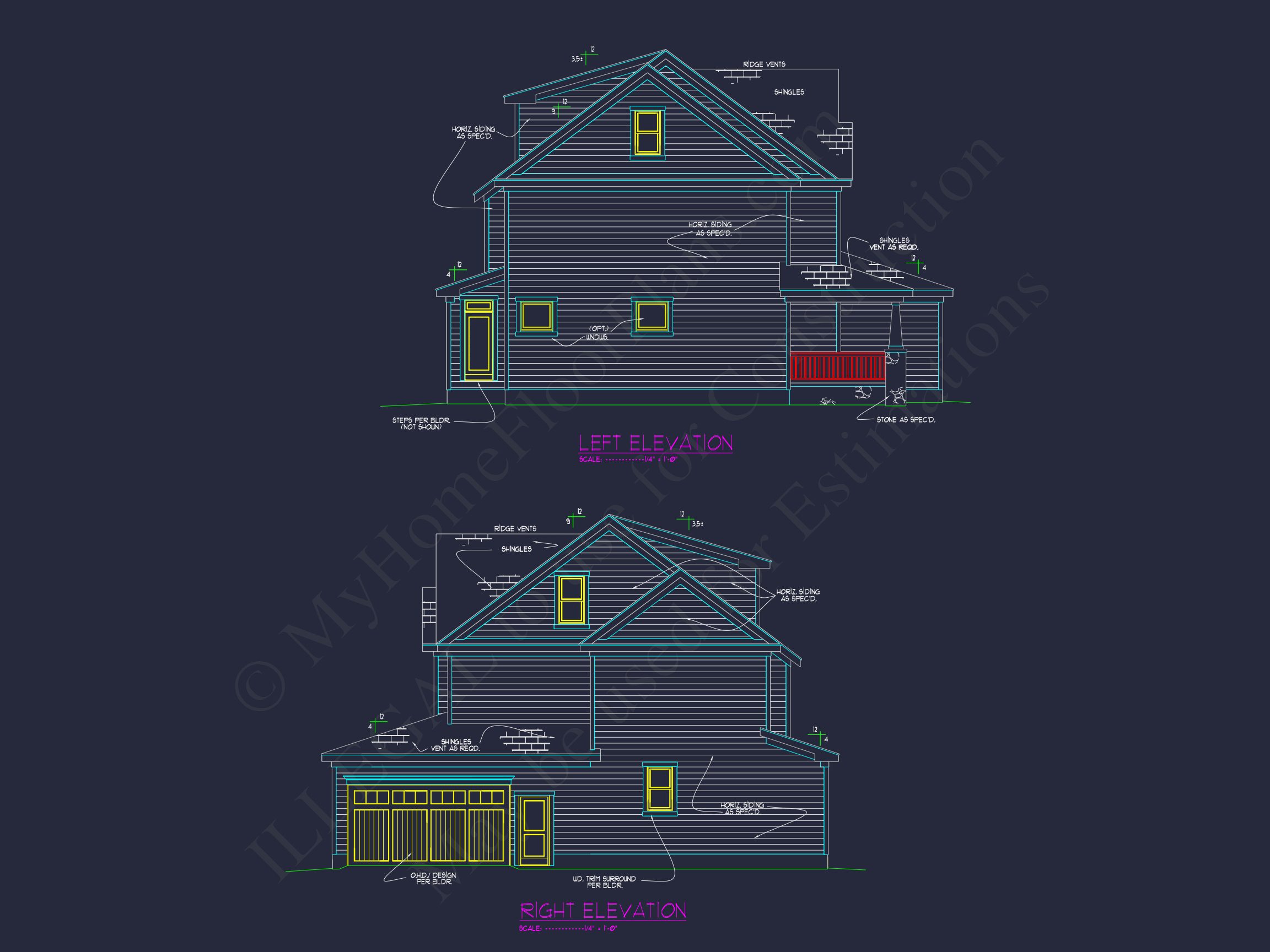 Custom house Floor Plan with 4 Beds,2.5 Stories & Garage