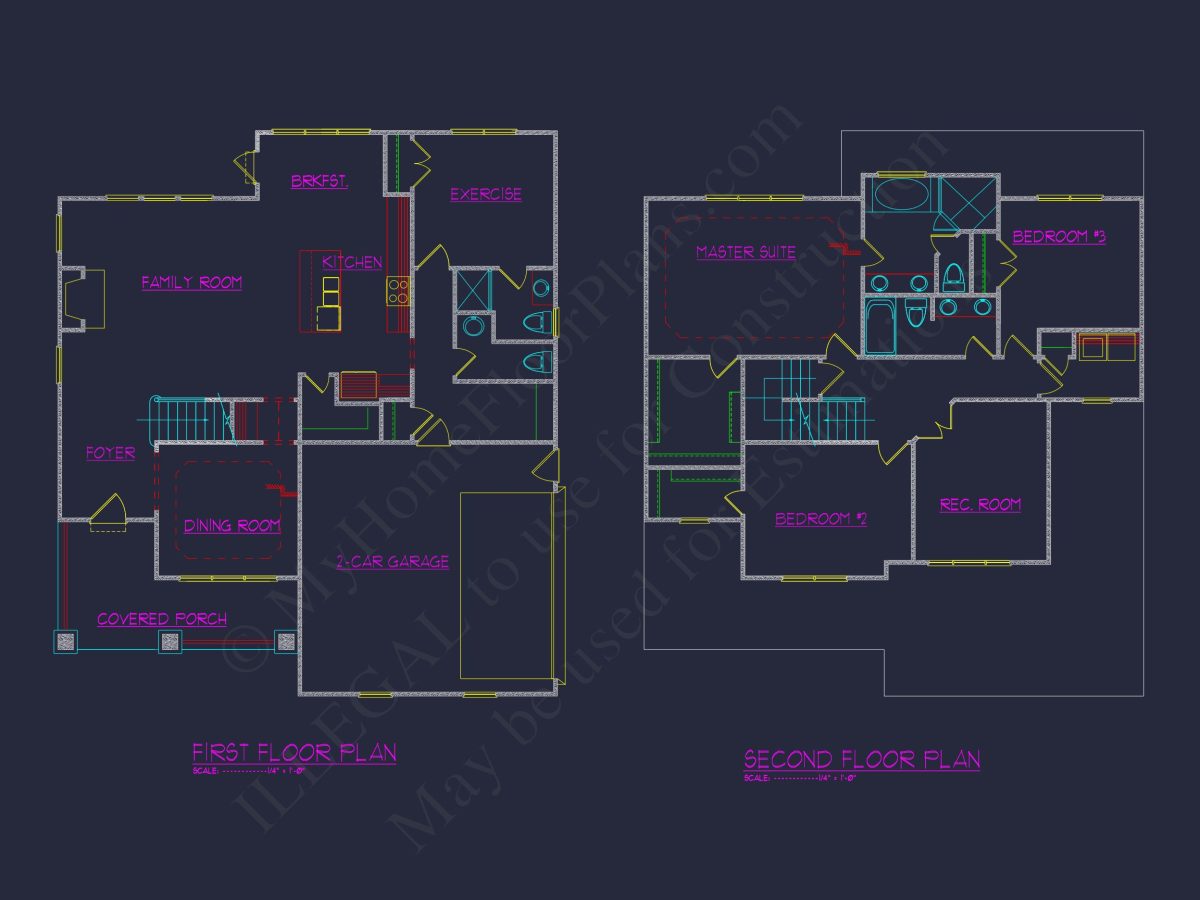 Custom house Floor Plan with 4 Beds, 2.5 Stories & Garage