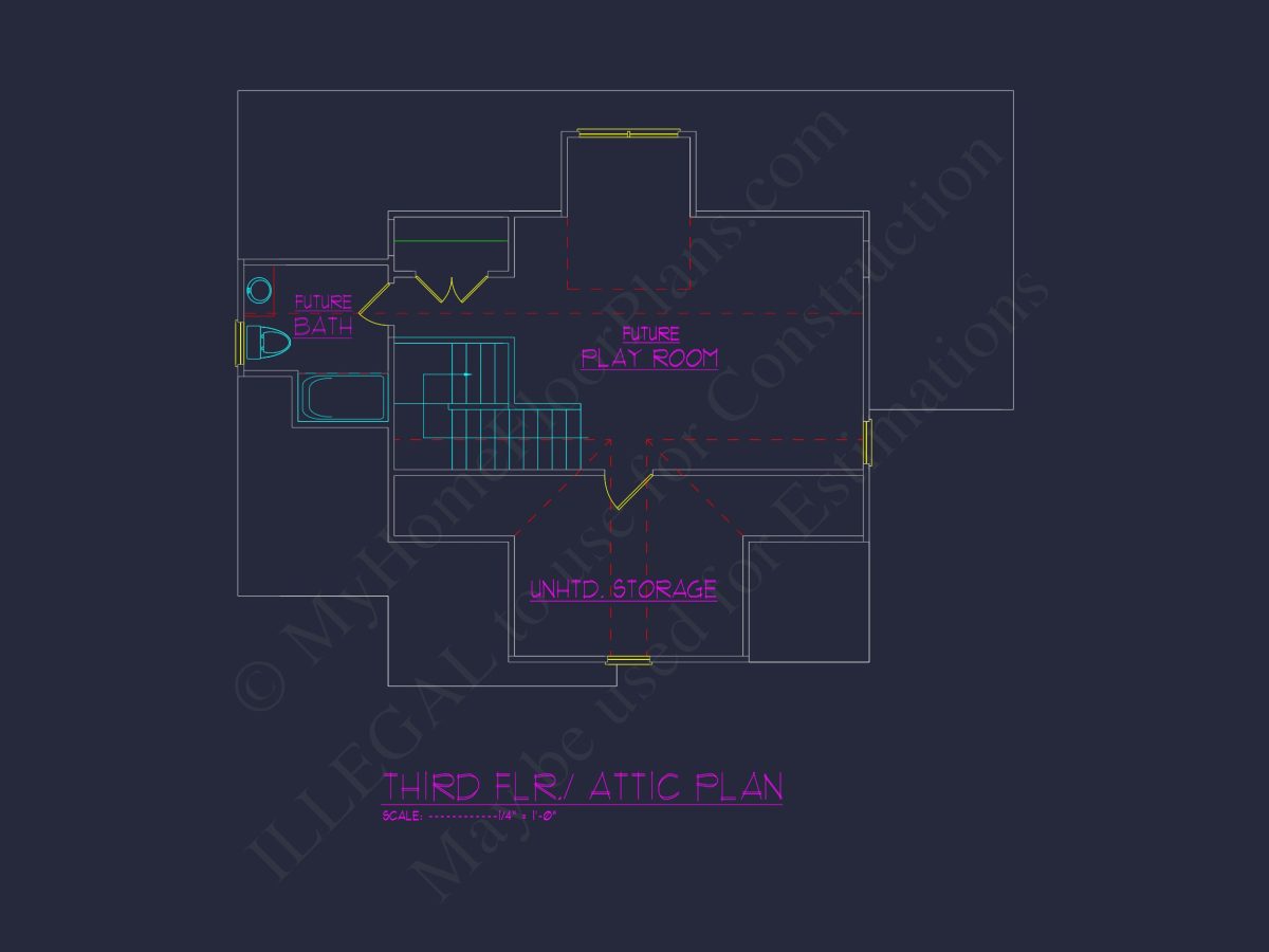 Custom house Floor Plan with 4 Beds, 2.5 Stories & Garage