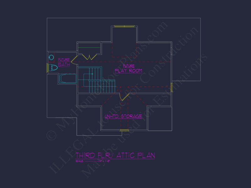 Custom house Floor Plan with 4 Beds, 2.5 Stories & Garage