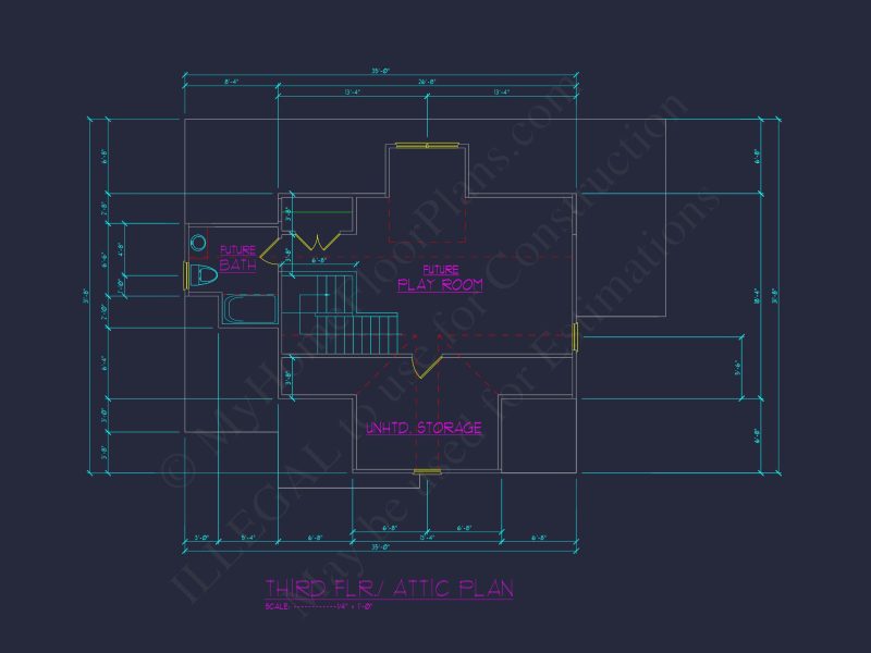 Custom house Floor Plan with 4 Beds, 2.5 Stories & Garage