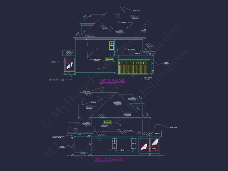 Custom house Floor Plan with CAD Blueprints and Craftsman Design