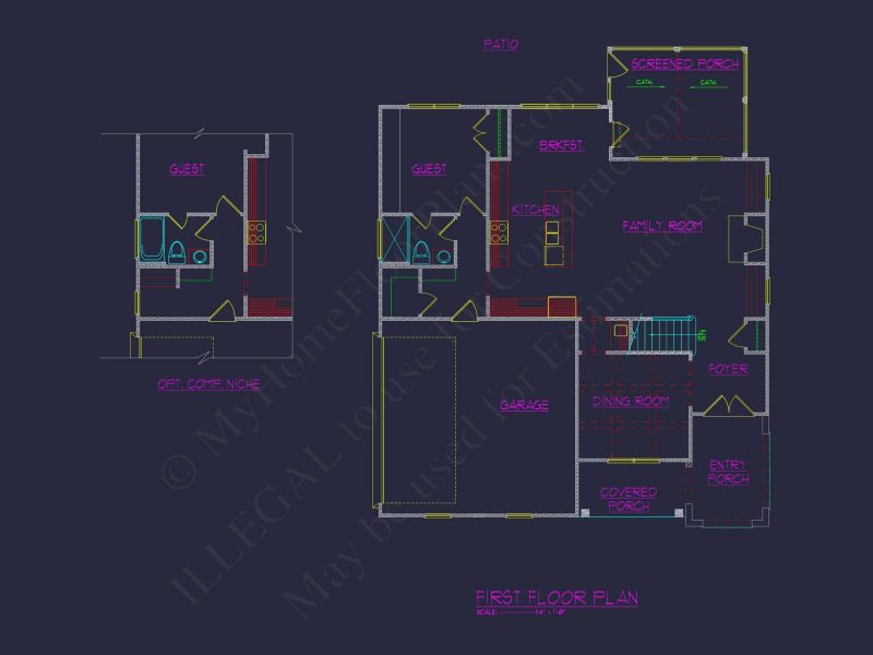Custom house Floor Plan with CAD Blueprints and Craftsman Design