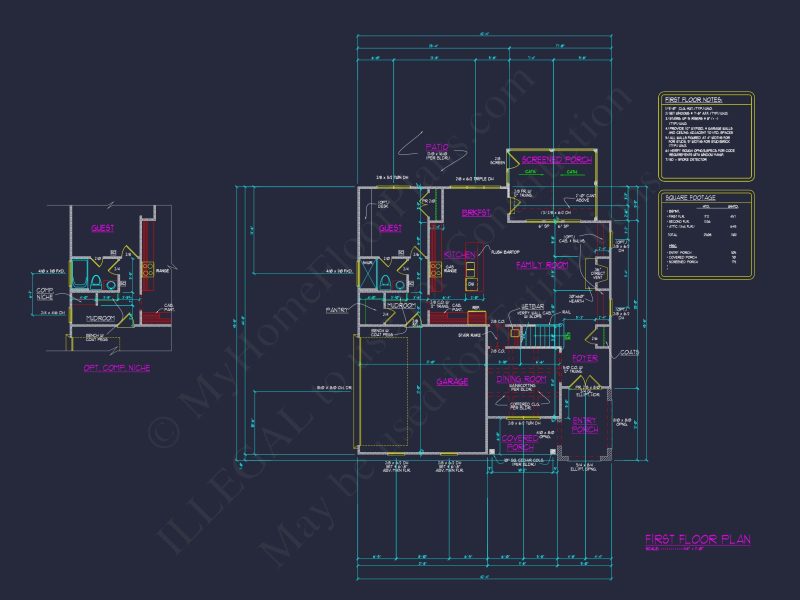 Custom house Floor Plan with CAD Blueprints and Craftsman Design