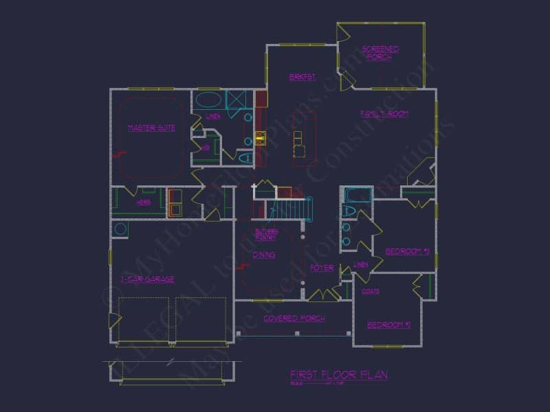 Custom house Floor Plan with Spacious Layout and Stunning CAD Designs