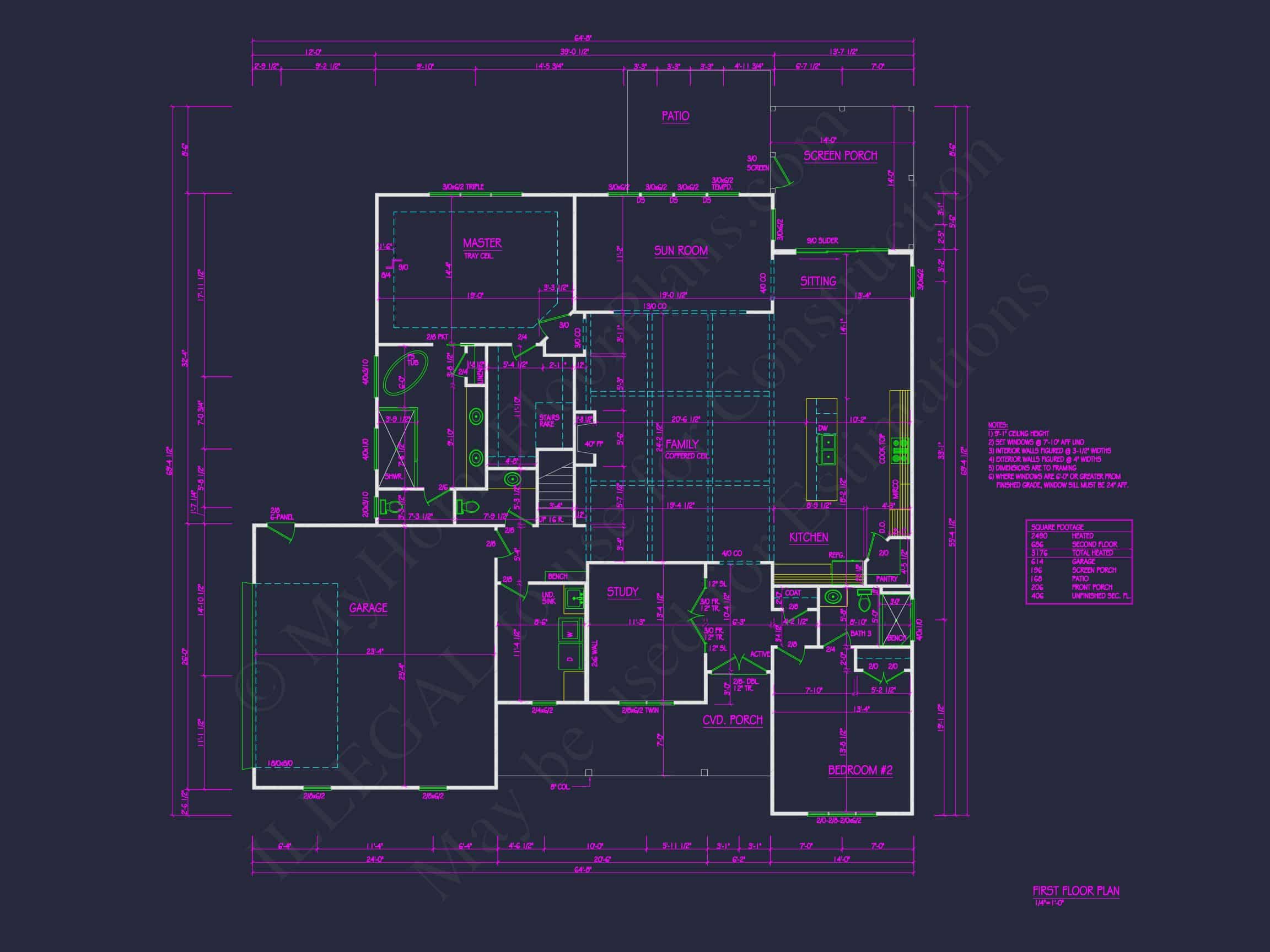 Custom house Plan with 2 Floors,CAD Designs,and Sunroom