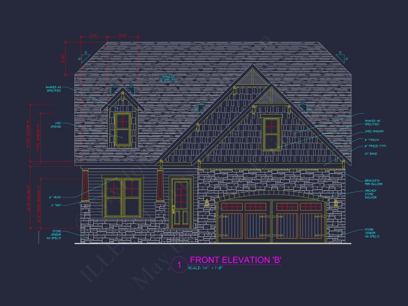 Custom house Plan with 2-Story CAD Blueprint Designs