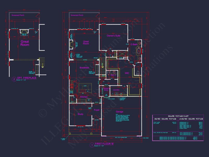 Custom house Plan with 2-Story CAD Blueprint Designs