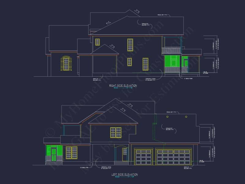 Custom house Plan with 2 Story CAD Designs & Floor Blueprint