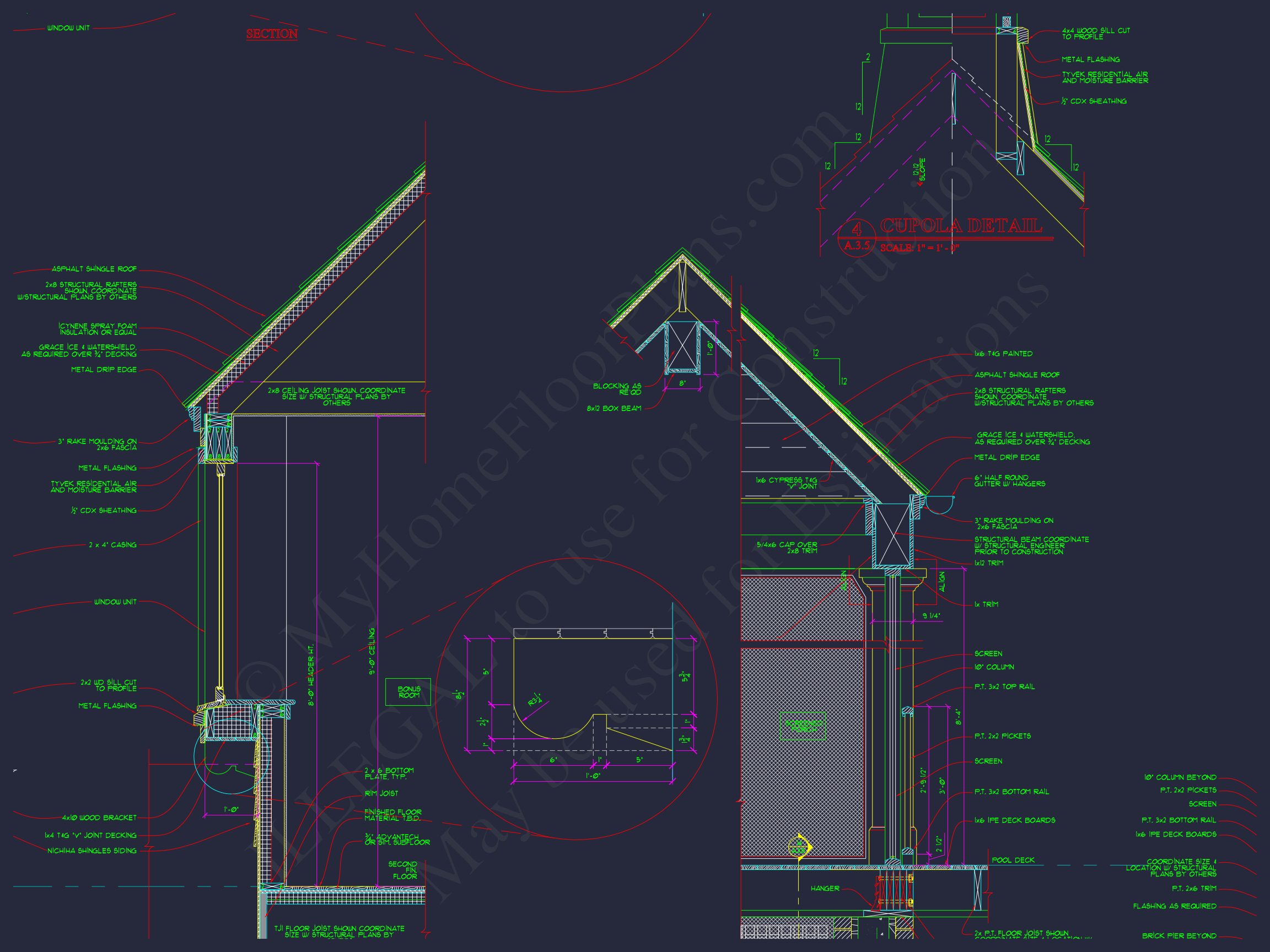 Custom house Plan with 2-story CAD Blueprint and Designs