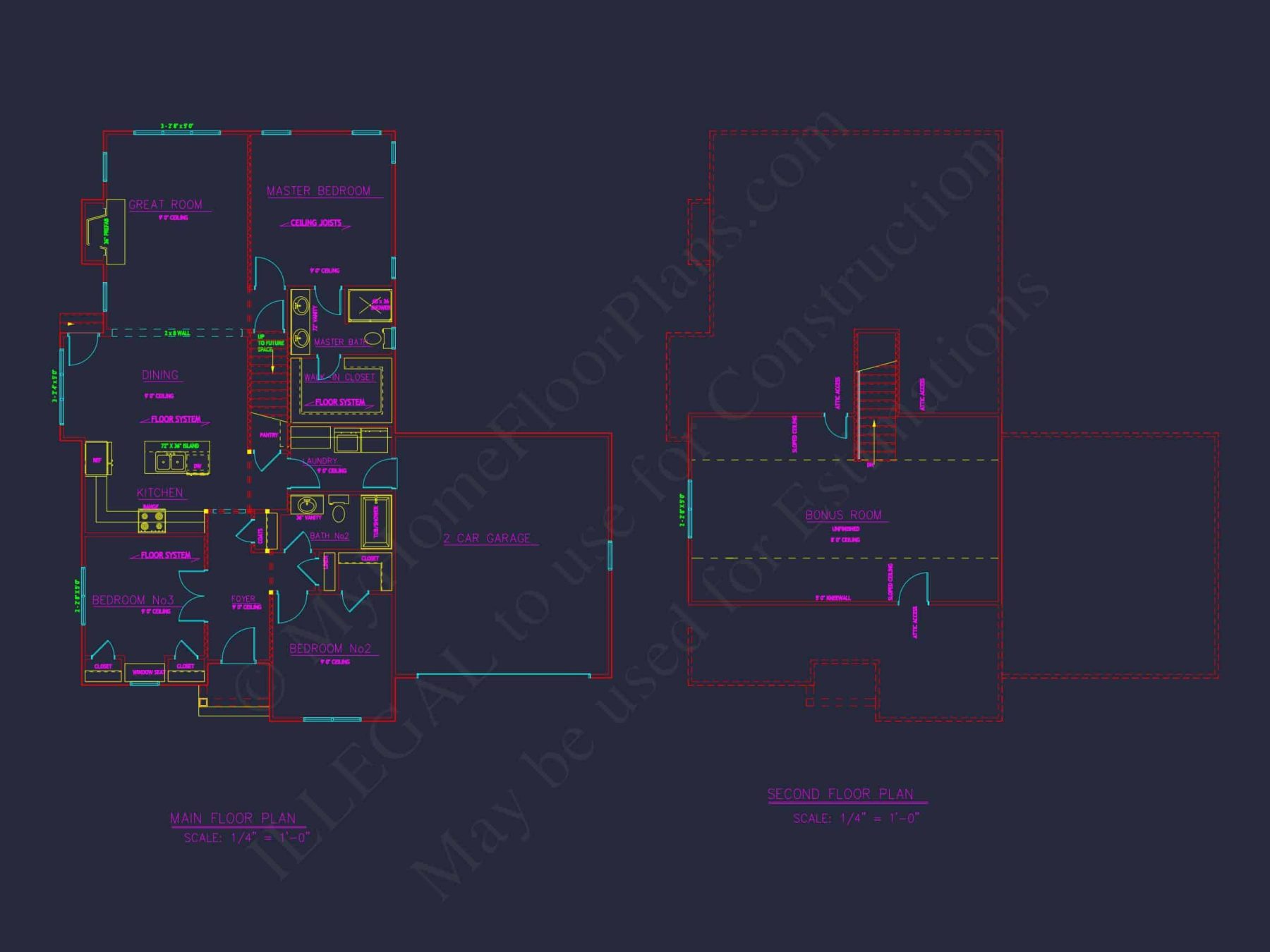Custom house Plan with 3 Bedrooms, CAD Floor Designs & Blueprint