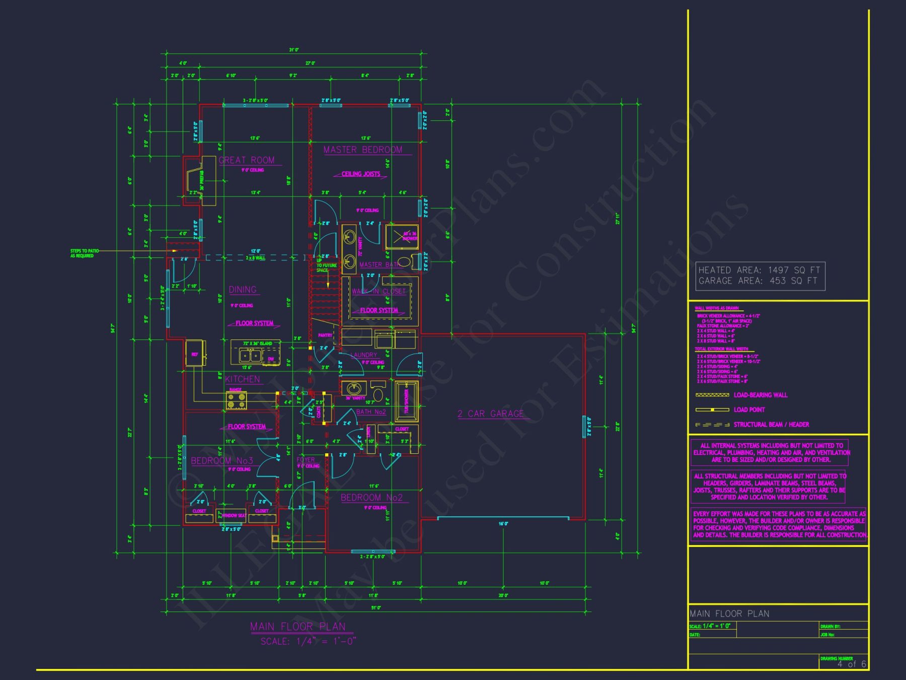 Custom house Plan with 3 Bedrooms, CAD Floor Designs & Blueprint