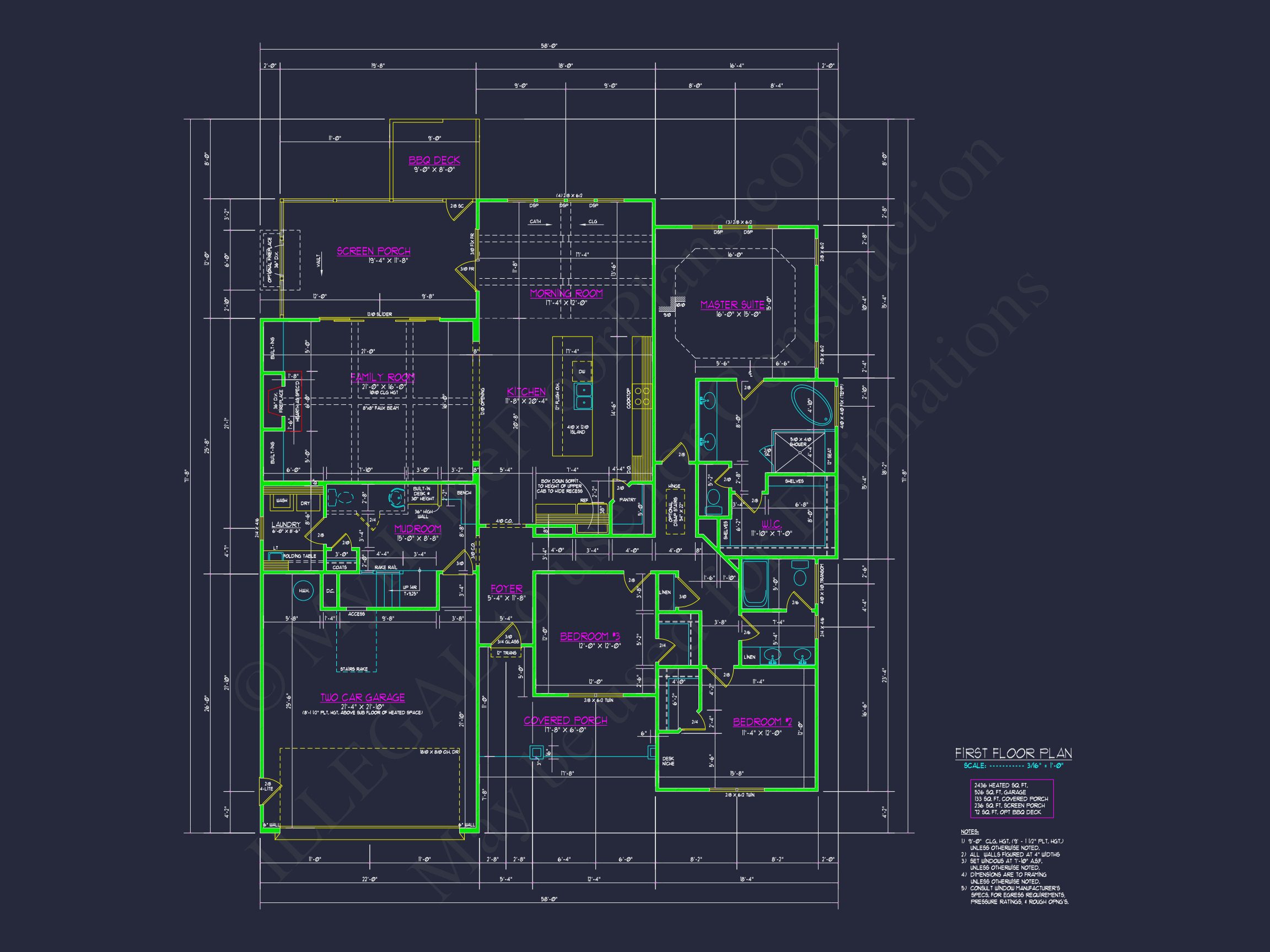 Custom Home Plan with 3 Beds,3.5 Baths,and CAD Designs