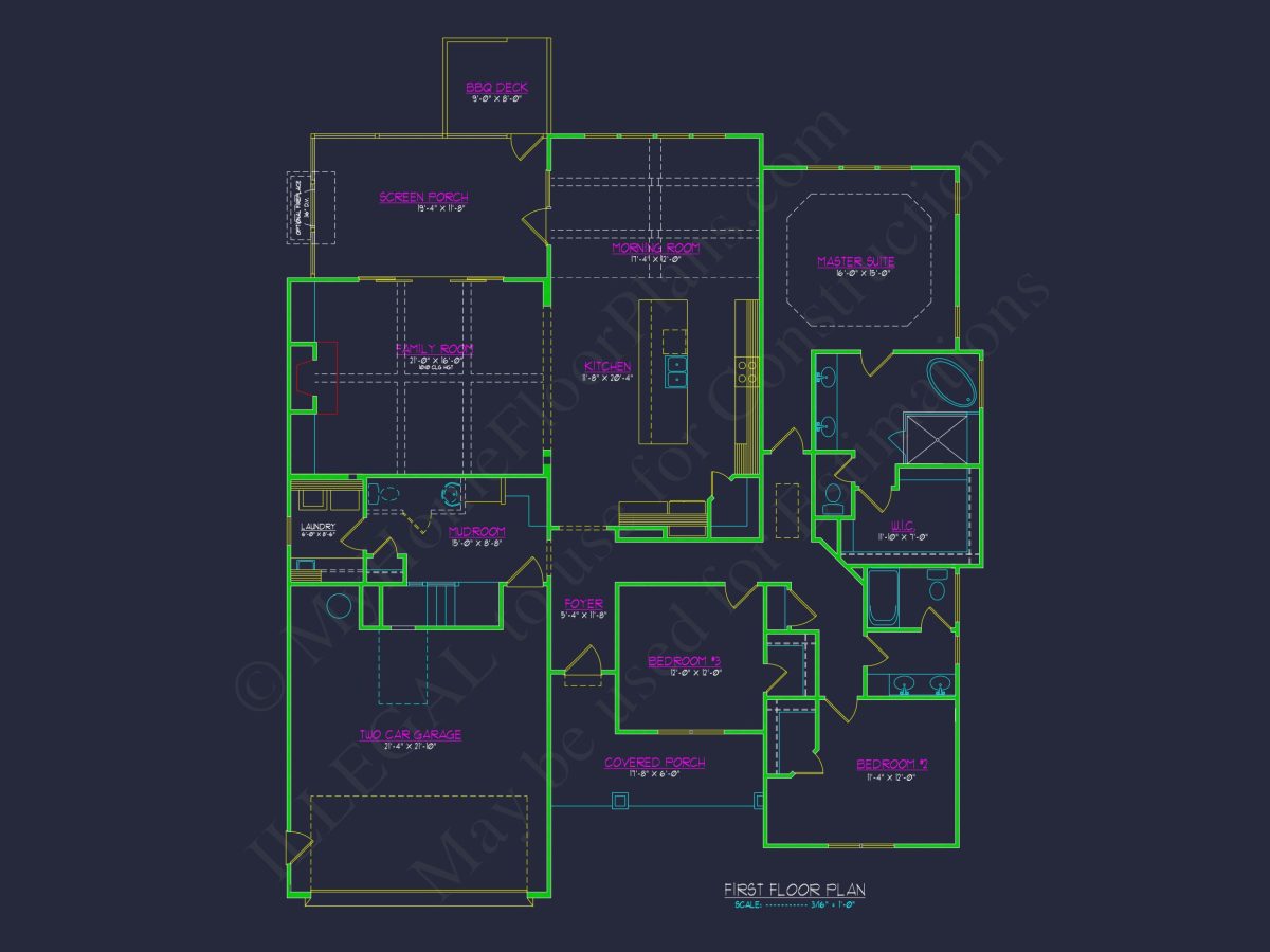 Custom house Plan with 3 Beds, 3.5 Baths, and CAD Designs
