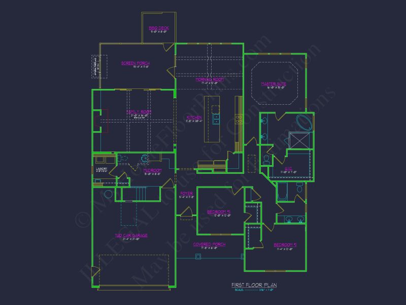 Custom house Plan with 3 Beds, 3.5 Baths, and CAD Designs