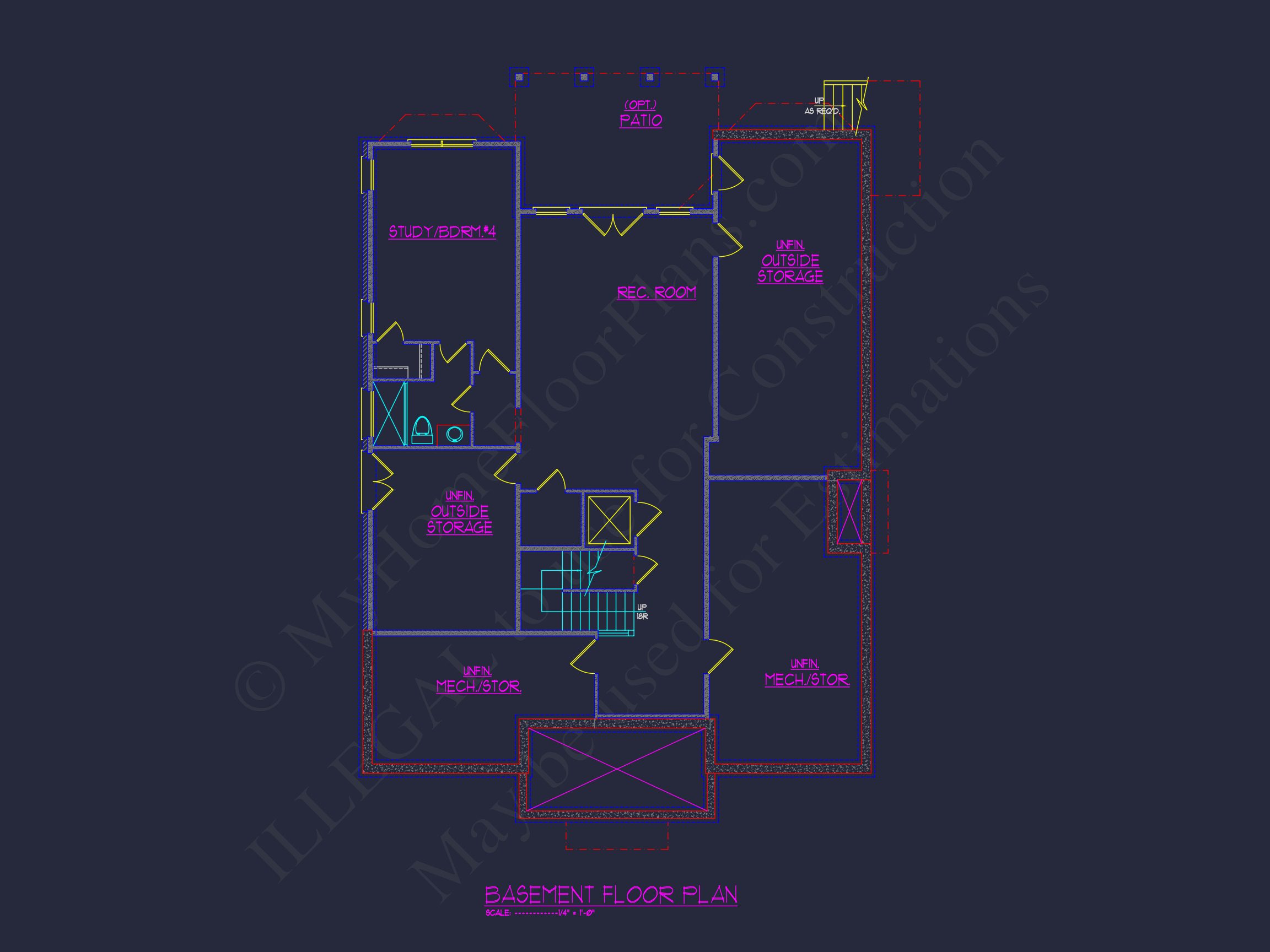 Custom Home Plan with 3 Floors – CAD Architectural Designs