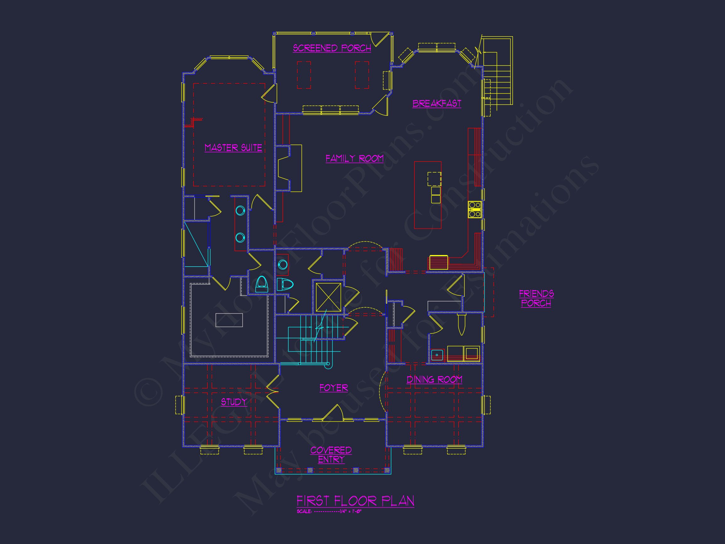 Custom Home Plan with 3 Floors – CAD Architectural Designs