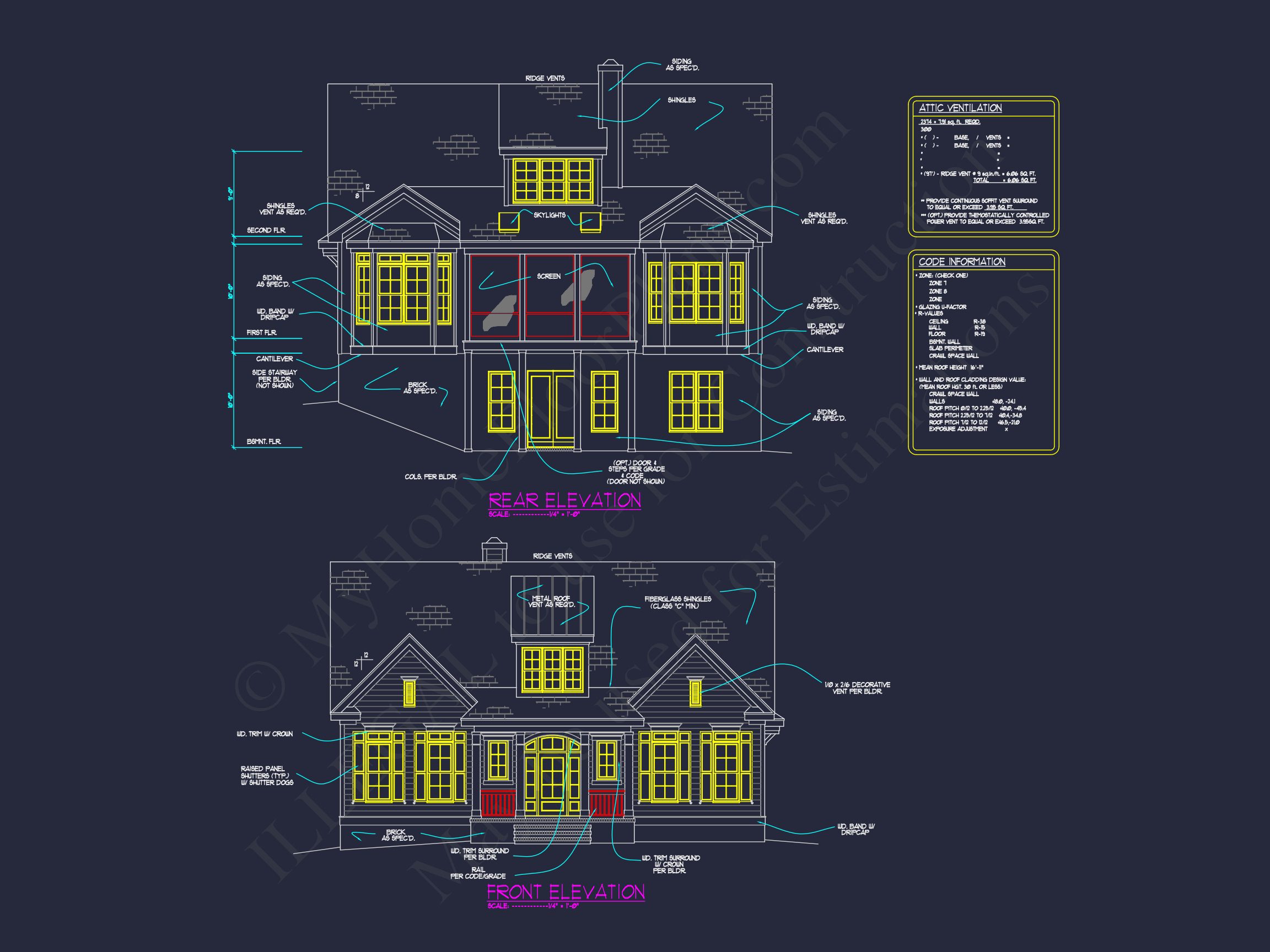 Custom Home Plan with 3 Floors – CAD Architectural Designs