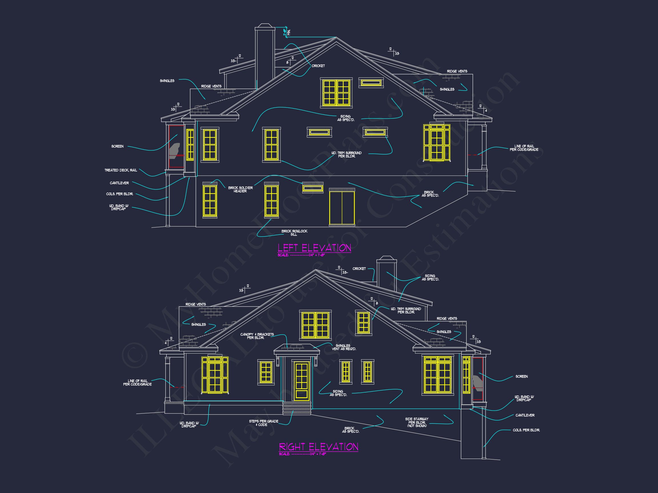 Custom Home Plan with 3 Floors – CAD Architectural Designs