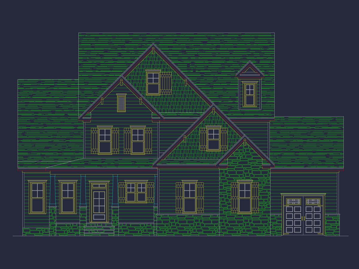 Custom house Plan with 3 Floors, CAD Blueprint & Features