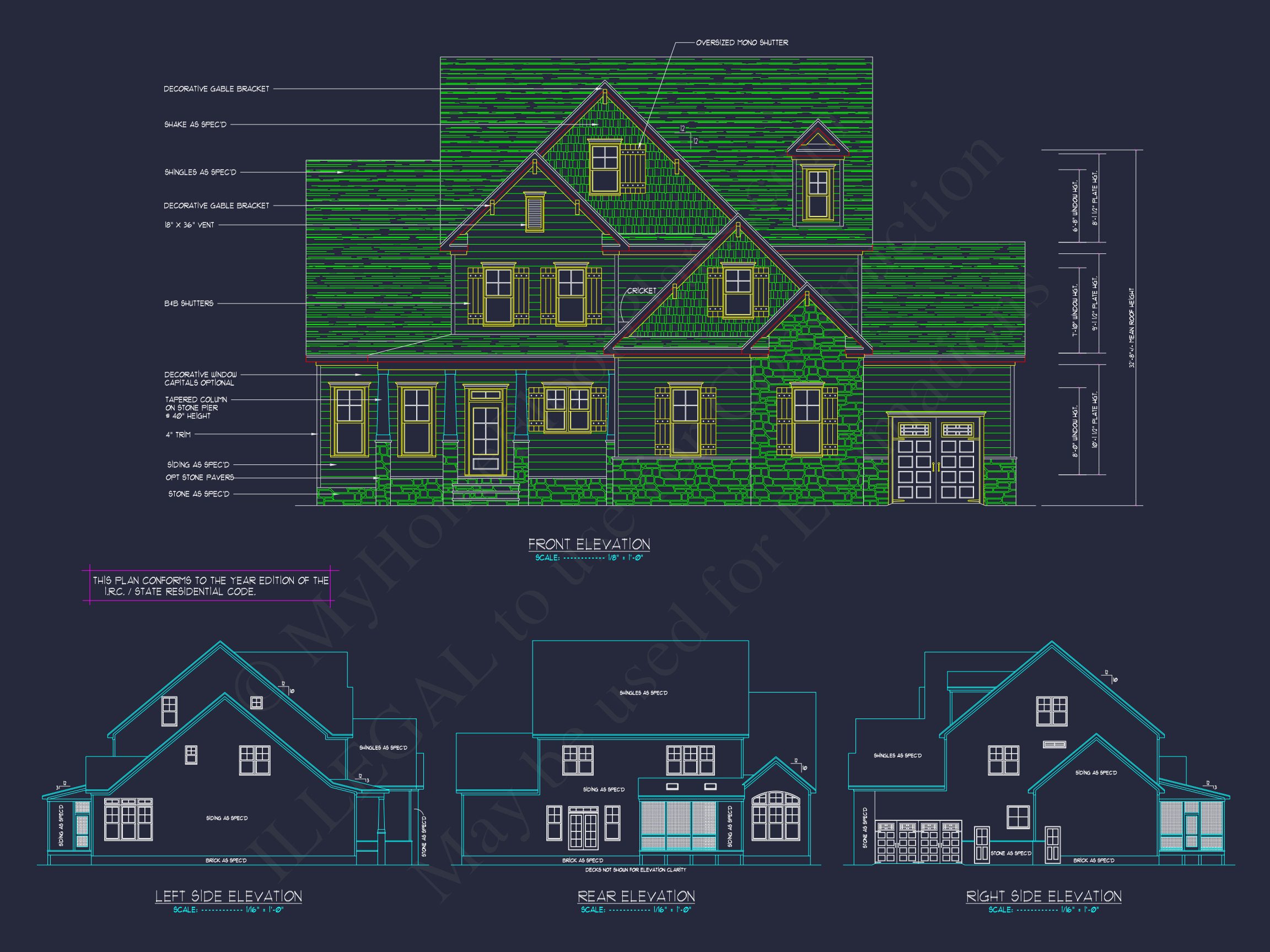 Custom house Plan with 3 Floors,CAD Blueprint & Features