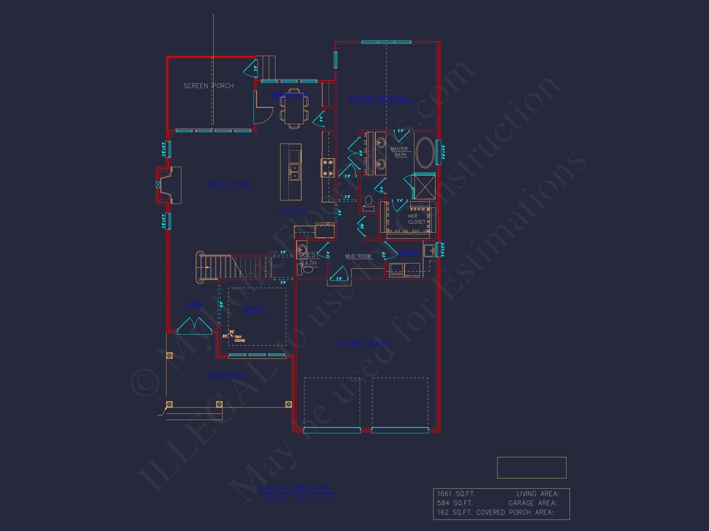 Custom house Plan with 4 Bedrooms and 2 Garage Bays