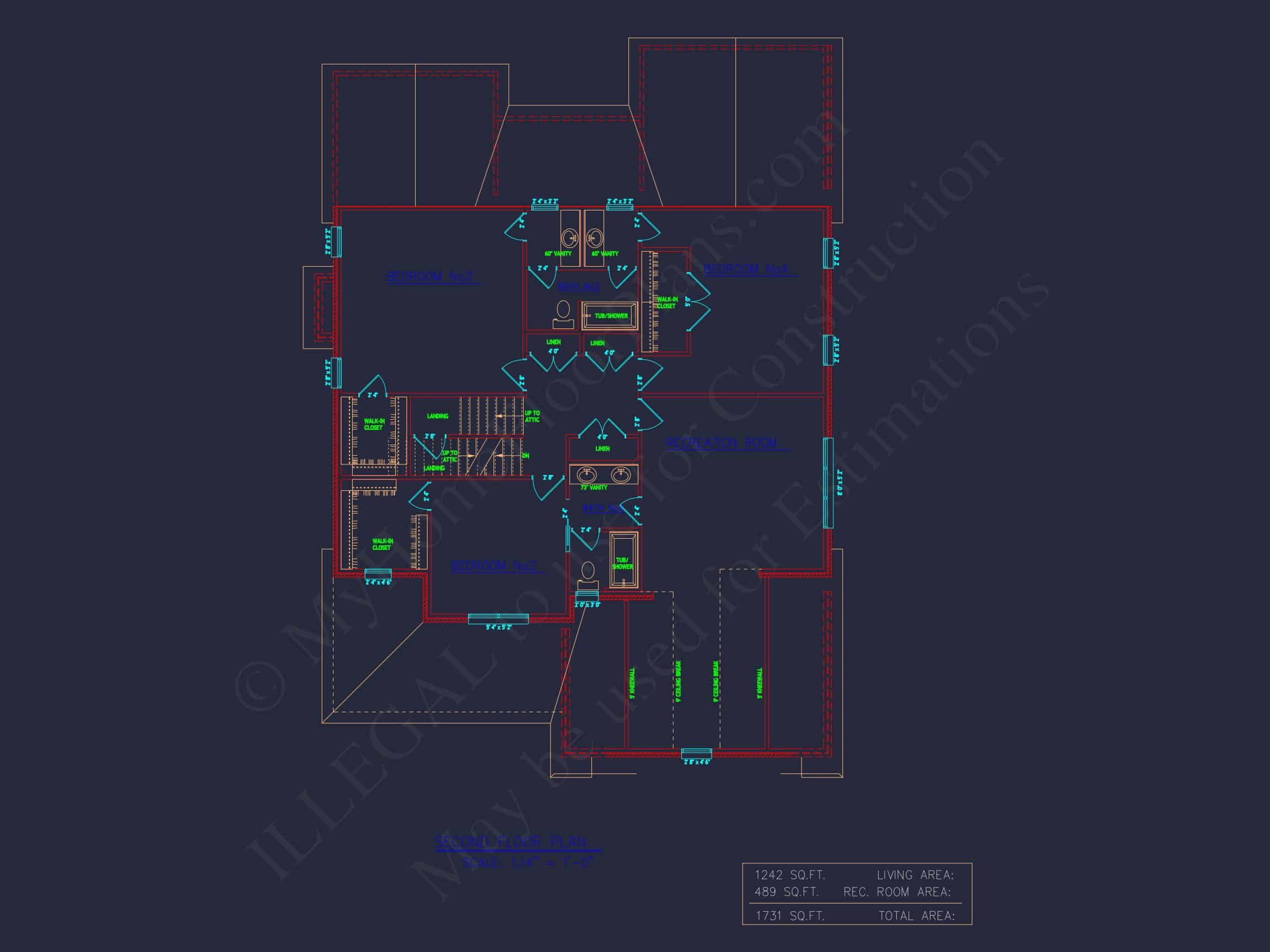 Custom house Plan with 4 Bedrooms and 2 Garage Bays