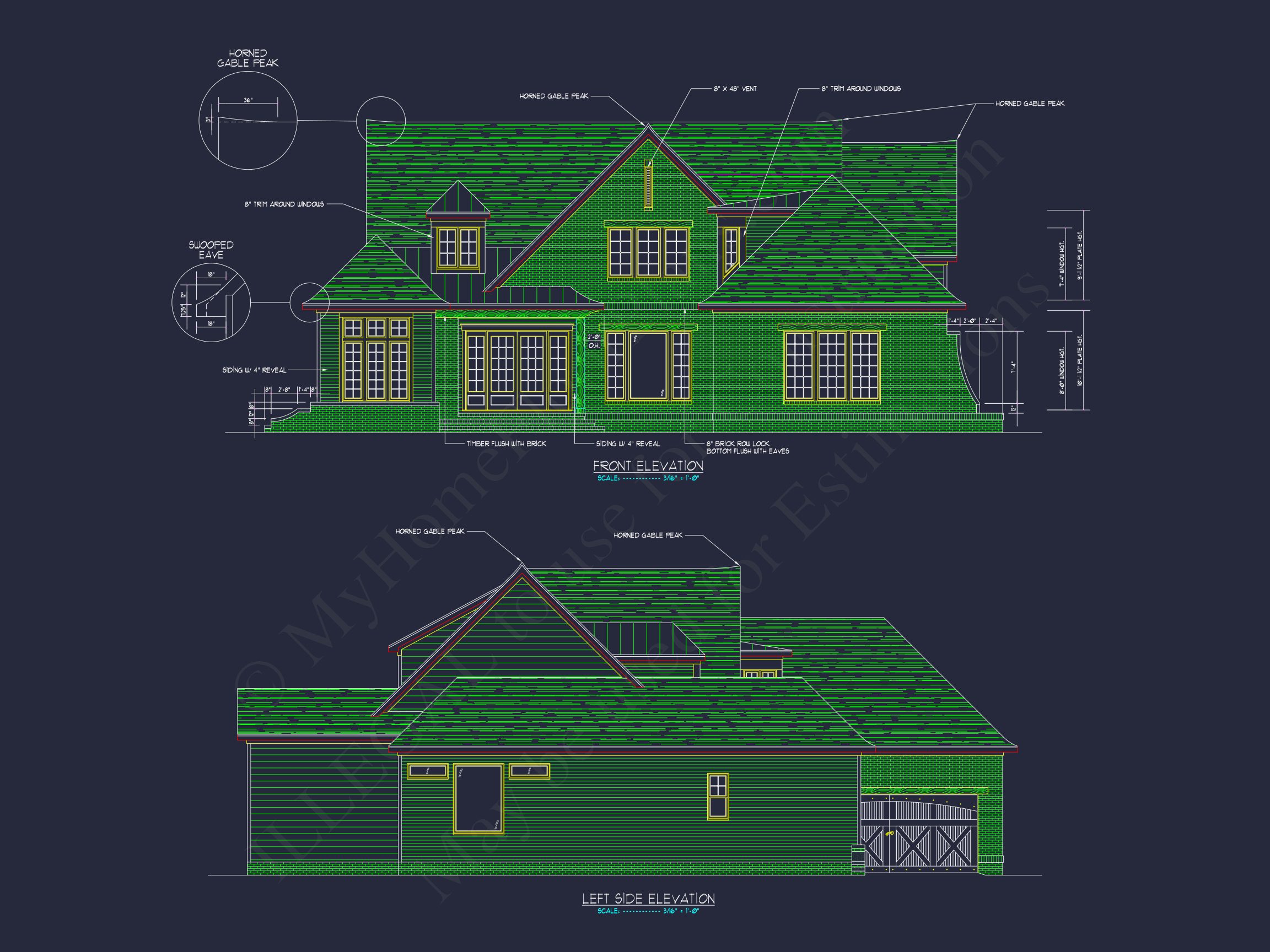 Custom house Plan with 4 Beds,CAD Blueprint,and Features