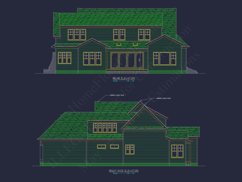 Custom house Plan with 4 Beds, CAD Blueprint, and Features