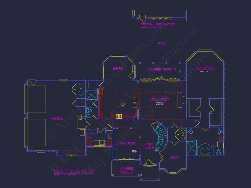Custom house Plan with Spacious 1.5 Story Floor Plan Design