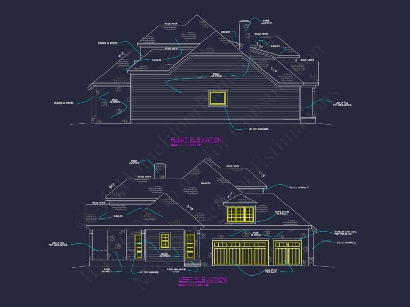 Custom house Plans with Modern Blueprint CAD Architecture