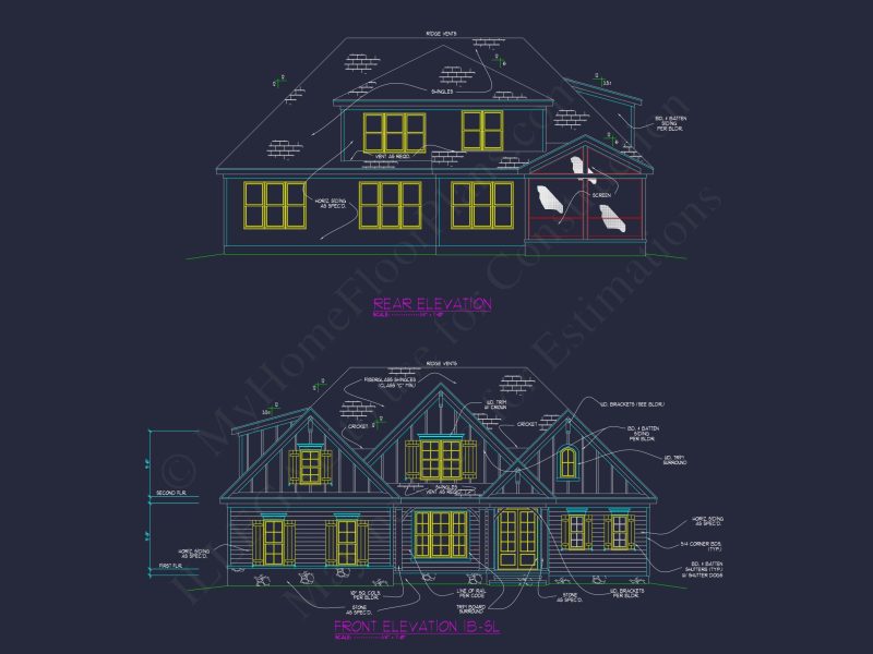 Custom Transitional house Plan with 4 Bedrooms and Elegant Features