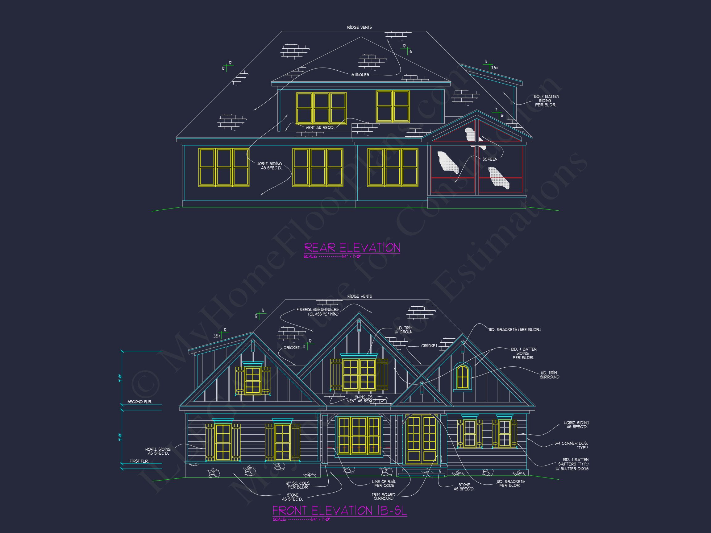 Custom Transitional house Plan with 4 Bedrooms and Elegant Features