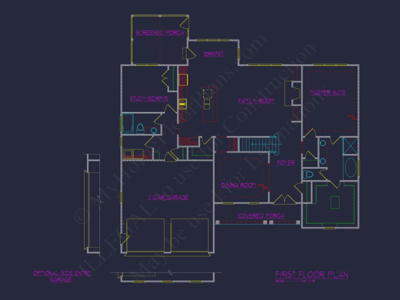 Customizable Craftsman house Plan with 2-Story Floor Blueprint