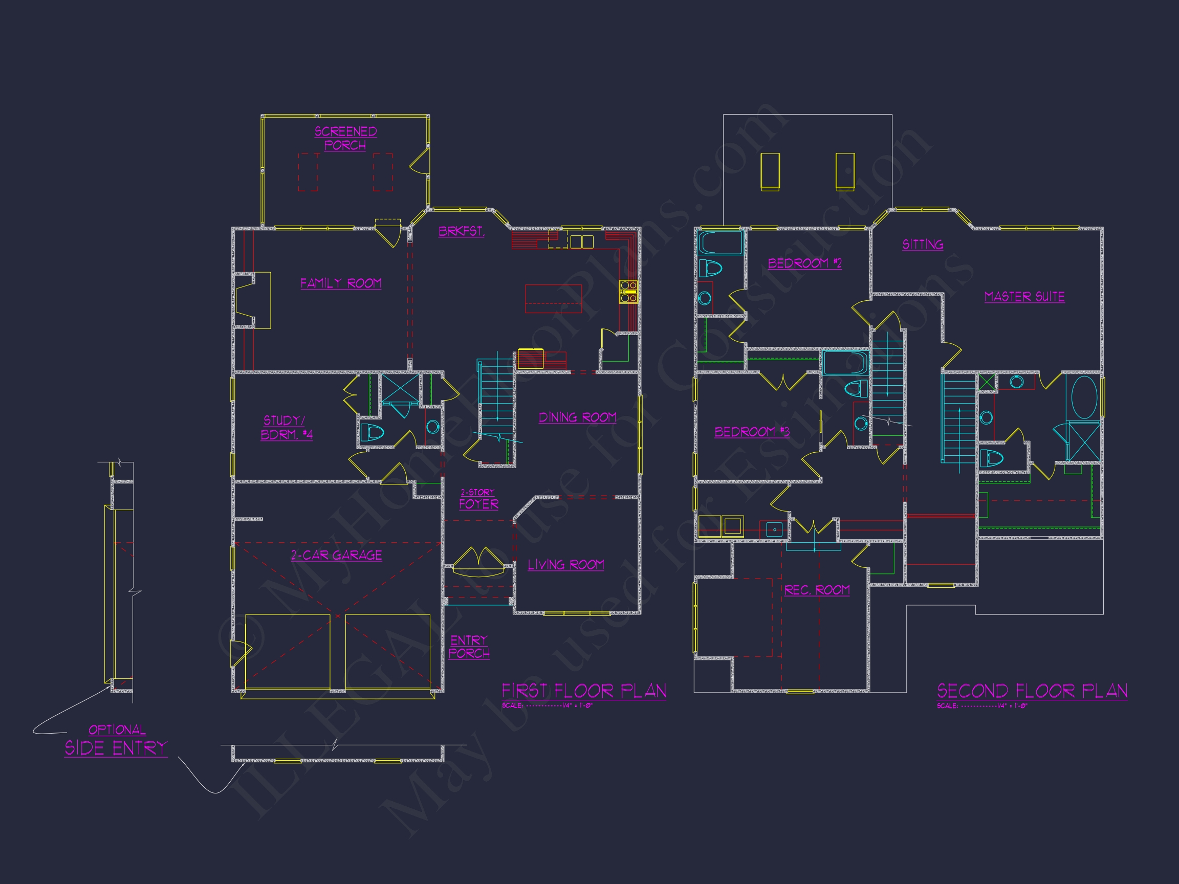 Customizable Home Blueprint with CAD Designs and Open Floor Plans