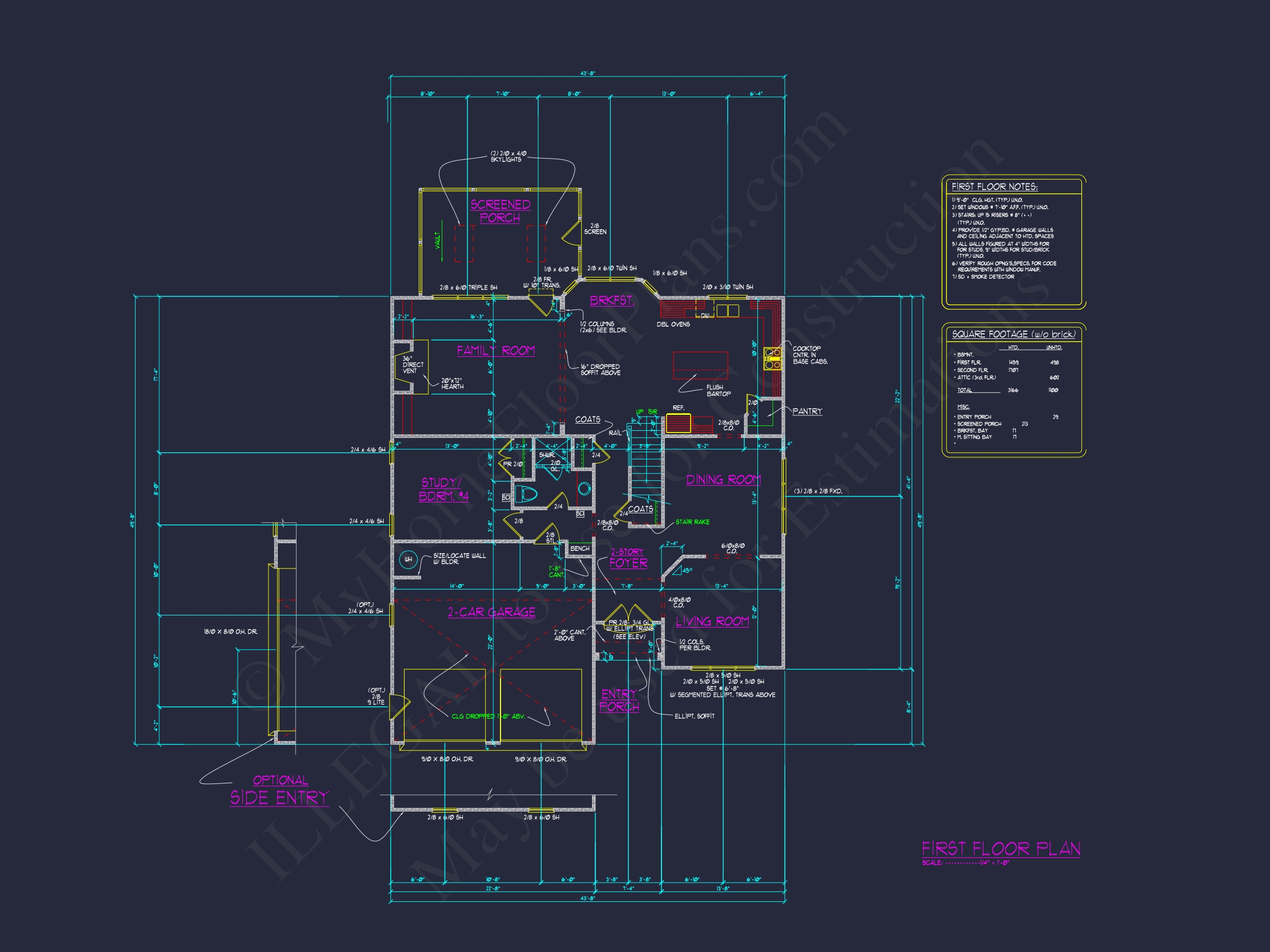 Customizable Home Blueprint with CAD Designs and Open Floor Plans