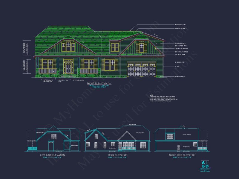 Customizable house Plan with 2 Floors & Colonial Farmhouse Design